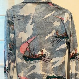 Amazing mesh see thru button up with insane print